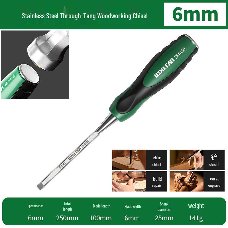 Through-Handle Woodworking Flat Chisel 6-38mm - Wood Chisel & Carpenter Grooving Blade Tool