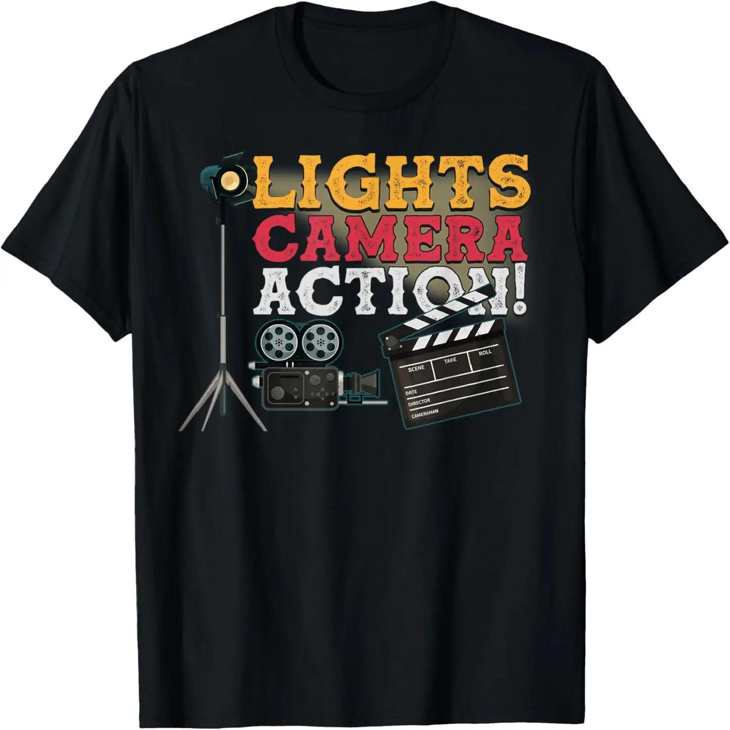 Lights Camera Action Shirt Filmmaker Movie Director T-Shirt XXXXXL чёрный