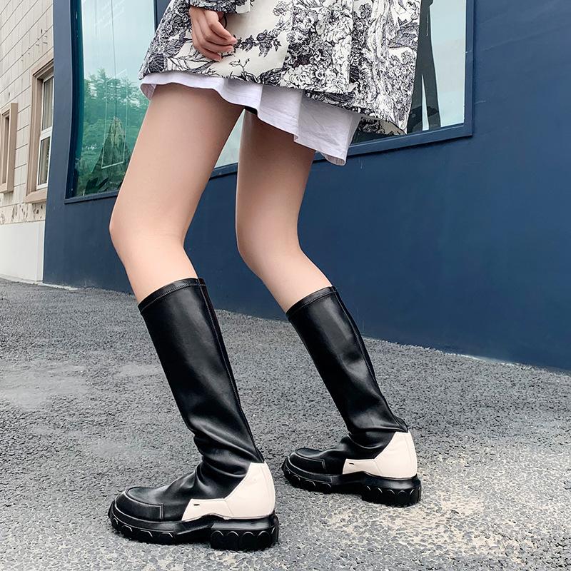 Botas altas botas de moda de cuero de suela gruesa comprar a buen precio —  entrega gratuita, reseñas reales con fotos — Joom