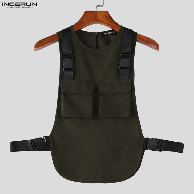 INCERUN Men Summer Sleeveless Big Cutout Casual Loose Tank Tops Outdoor Waistcoats
