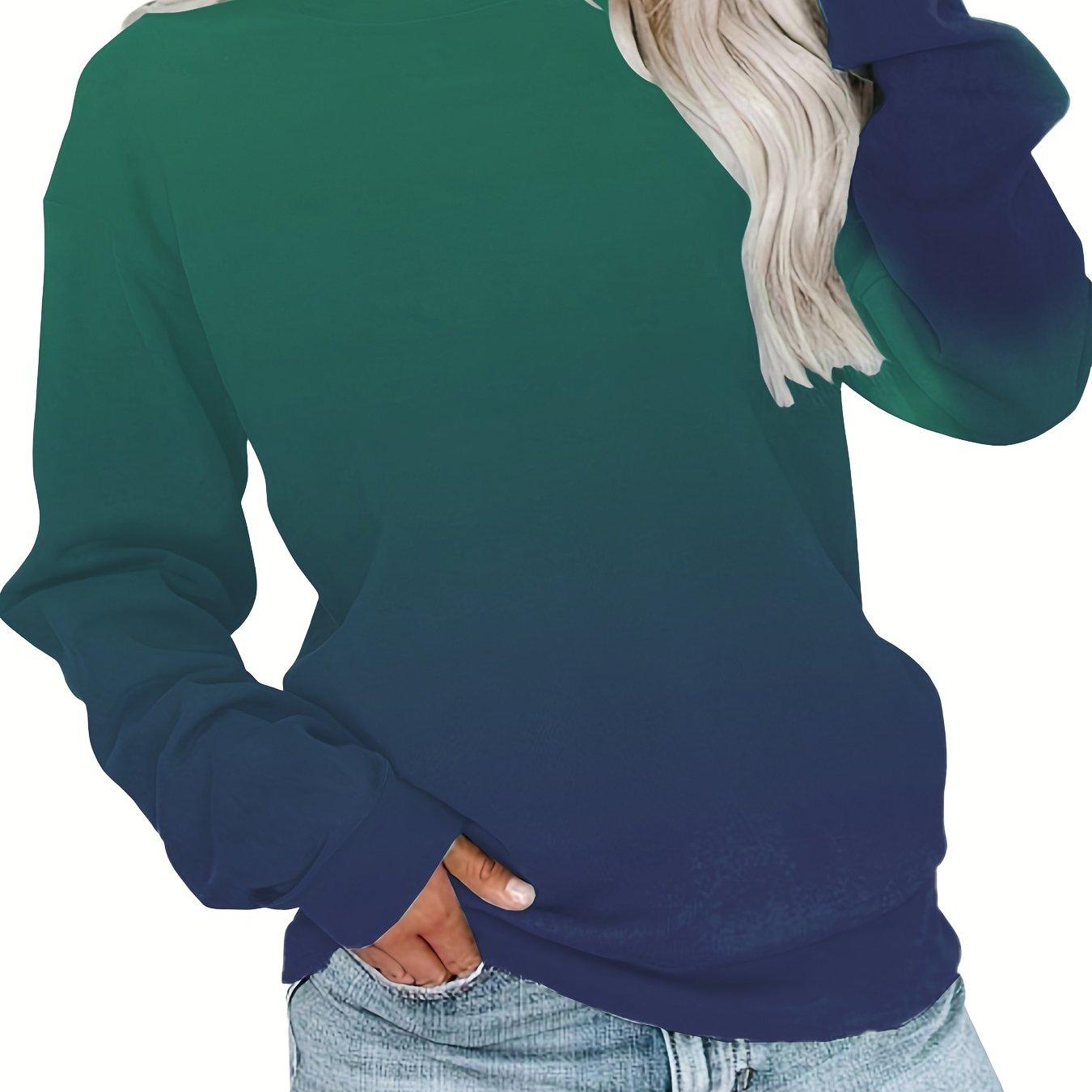 

Футболка большого размера, женская, с градиентным принтом, длинным рукавом, круглым вырезом, средней эластичности L