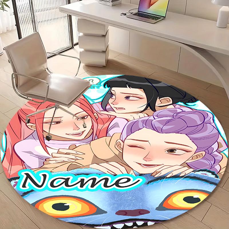 Personalized K-KPop Demon Hunters Round Chair Office Rug - Perfect for Mat, Office Chair & More - Ideal Gift for Birthdays and Holidays