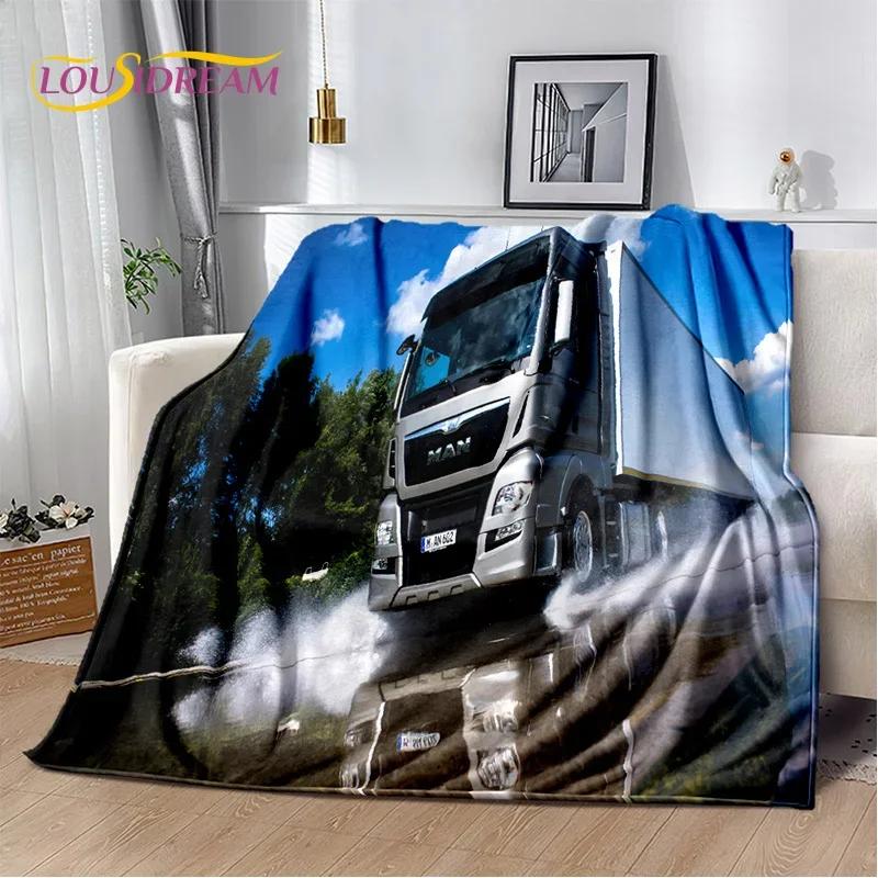 Coperta morbida in flanella 3D con motivo Camion per Letti Camera da letto Divano Picnic, Coperta da lancio per Coprire Tempo libero all'aperto Riposo Regalo