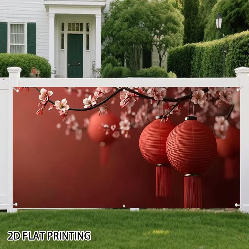 

2D Chinese Red Lanterns with Plum Blossoms Photography Backdrop 47.2x31.5inch/120*80cm