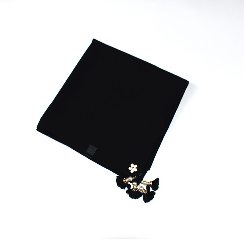 

Square Chiffon Hijab Woman Tassel Decoration Solid Color Islamic Turban Female Shawls Foulard Headband Tassel Scarf for Women 90x90 CM
