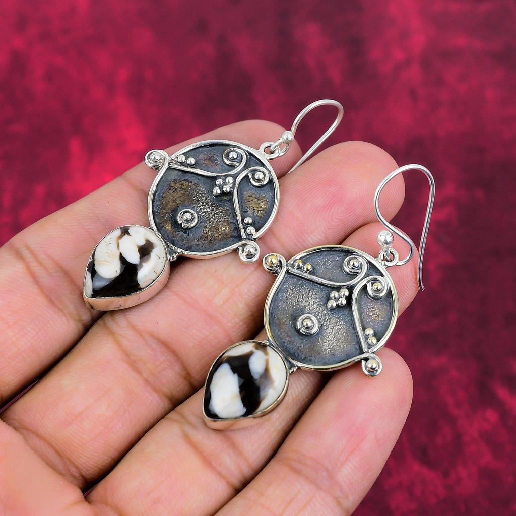 Buffalo Jasper Earrings Gemstone Jewelry, 925 Solid Sterling Silver Earrings, Gift For Women Handmade Earrings