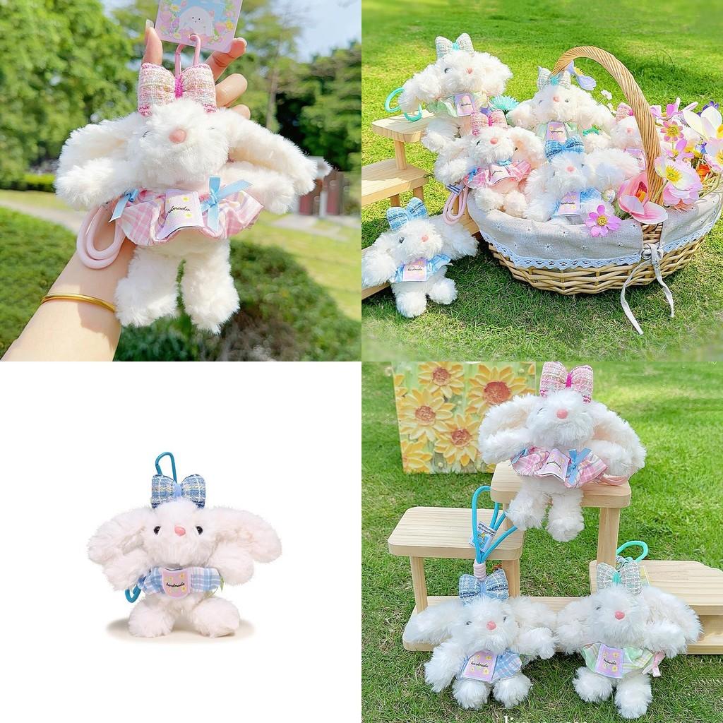 Plaid Dress Drooping Ear Rabbit Plush Keychain For Cute Bag Decor And Gift