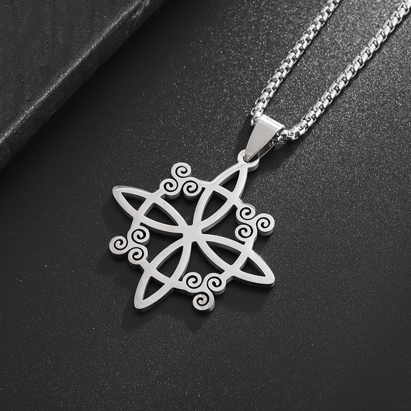 Witches Celtic Knot Triskele Triskelion Necklace for Men's Stainless Steel Witchcraft Paranormal Protection Symbol Jewelry