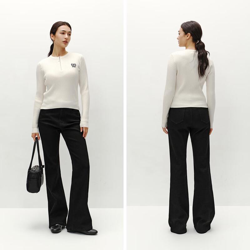 Semir Women's Embroidered Half-Zip Slim-Fit Sweater