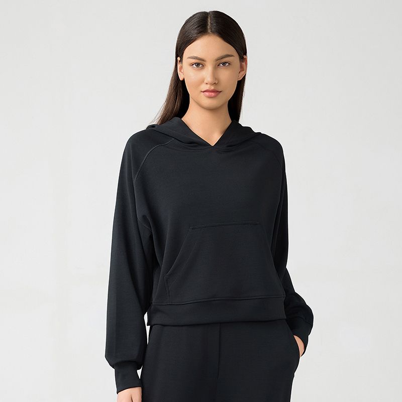 Spring and Autumn Yoga Clothes Cover Up Women Loose Short Pullover Casual Hood Air Layer Hoodie Outerwear Running Top
