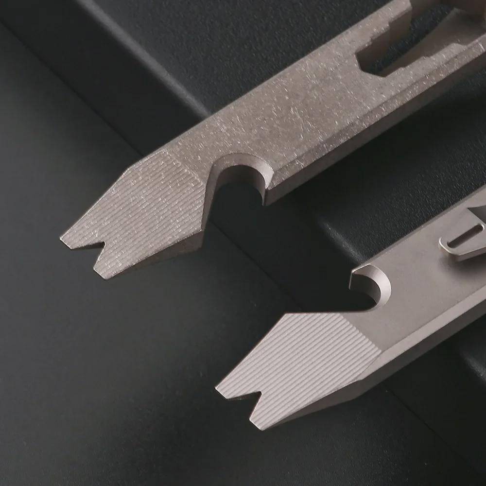 Titanium Alloy Multifunctional Outdoor Crowbar and Bottle Opener with Wrench for Self-Defense and EDC.