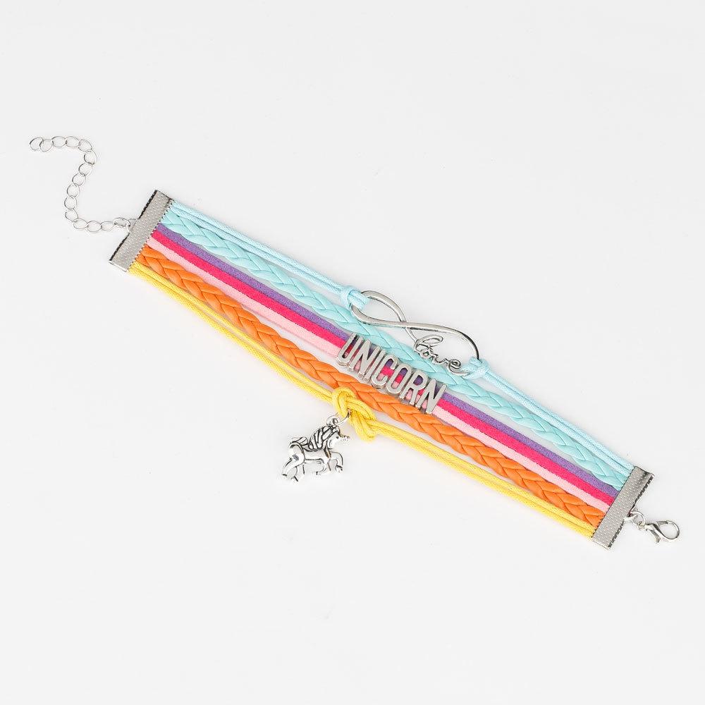 Colorful Unicorn Bracelet Multilayered Alloy Woven Accessory For Kids