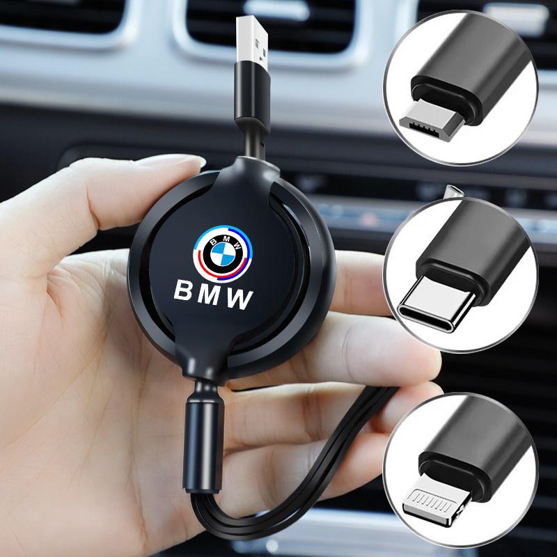 3-in-1 Interface Car Chargers Data Cable Safe Fast Charging for BMW 50th Anniversary M M3 M5 G42 G30 G20 E39 E36 E87 E53 F30 F15
