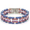 Titanium Steel Cycling Bracelet Men Geometric Biker Chain Style Black With Gold Blue Red Accents Durable Adjustable Wristband