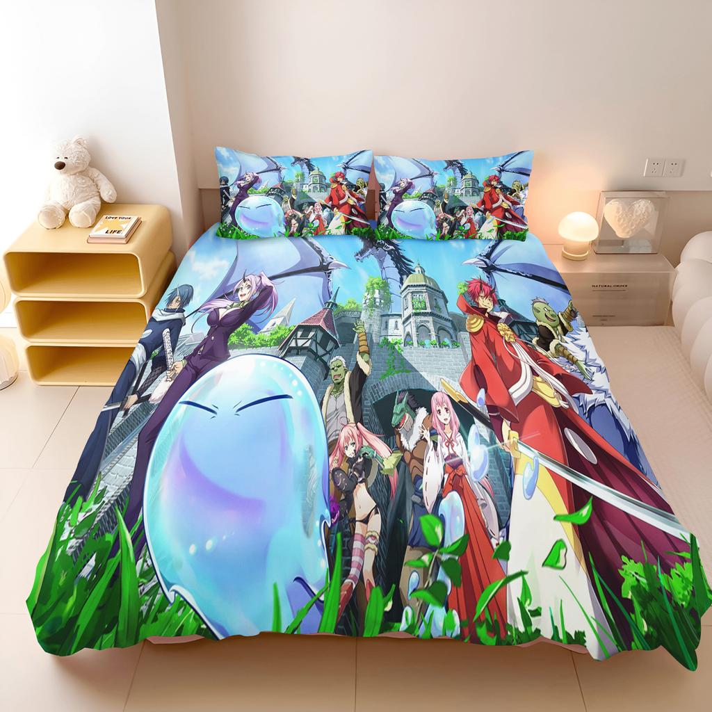 That Time I Got Reincarnated As a Slime Rimuru Ranga Anime Duvet Cover Set Soft Bedding Set Pillowcase Home Bedroom Decoration