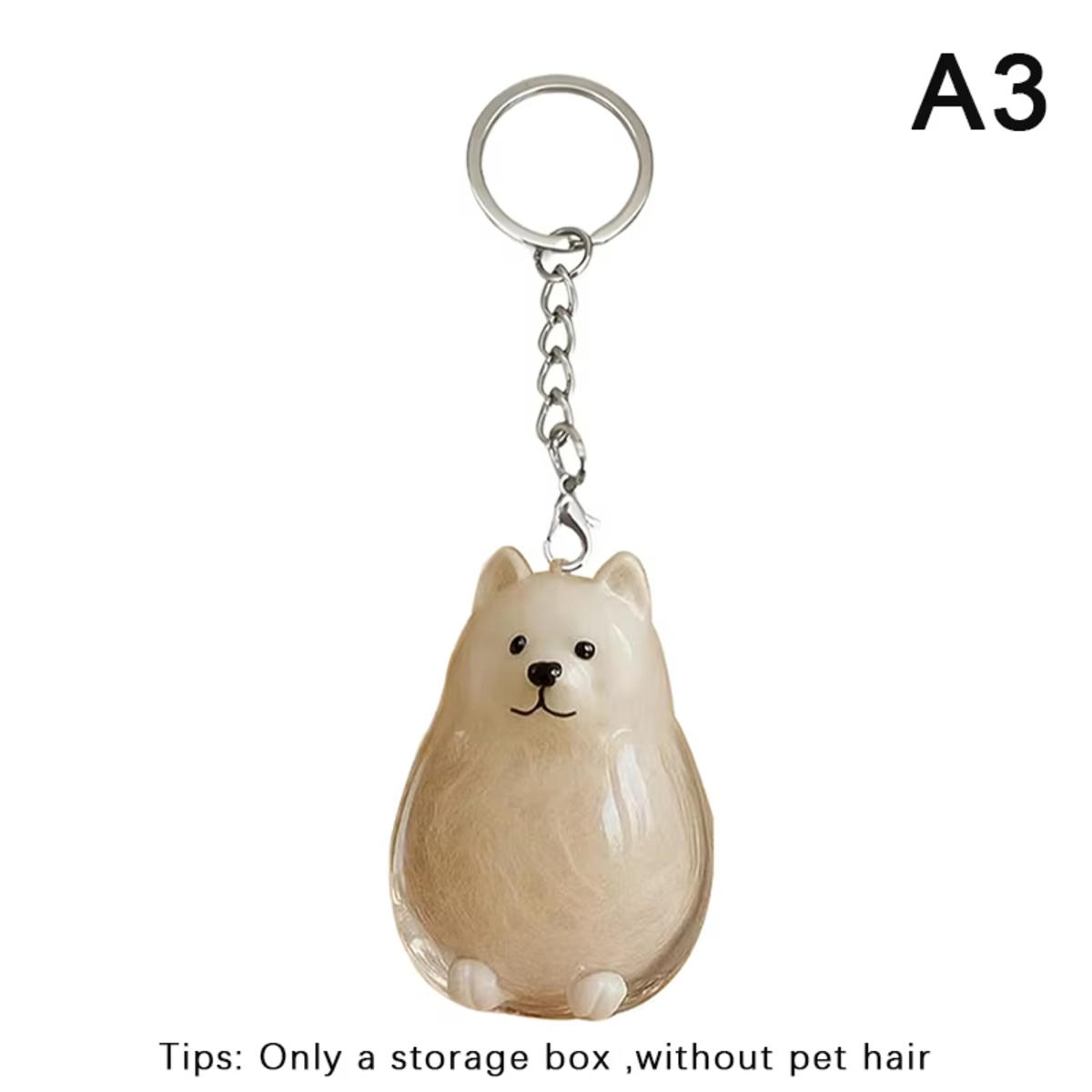 

Dog Shape Dog Hair Storage Box Transparent Pet Hair Keychain DIY Handmade Acrylic Puppy Pendants Pet Lovers Samoyed