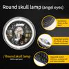 7 Inch Round LED Skull  Headlight Far Near Light DRL 160W With Turn Signal Angel Eyes Shape Motorcycle Headlamps