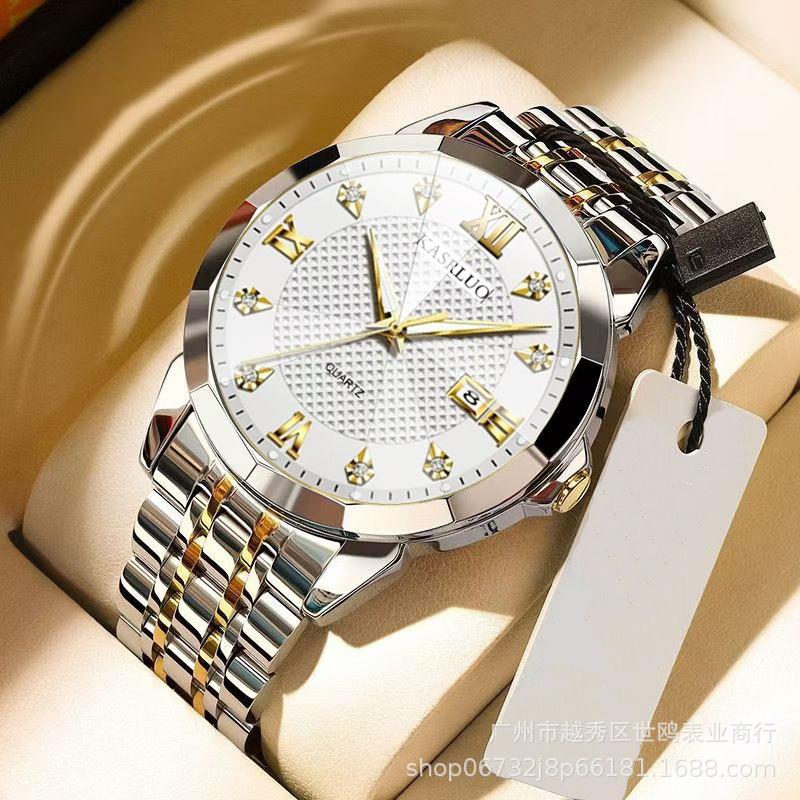 Fashion British Style Men'S Calendar Watch Personality Trend Quartz Steel Belt Watch Men'S Casual Business Watch