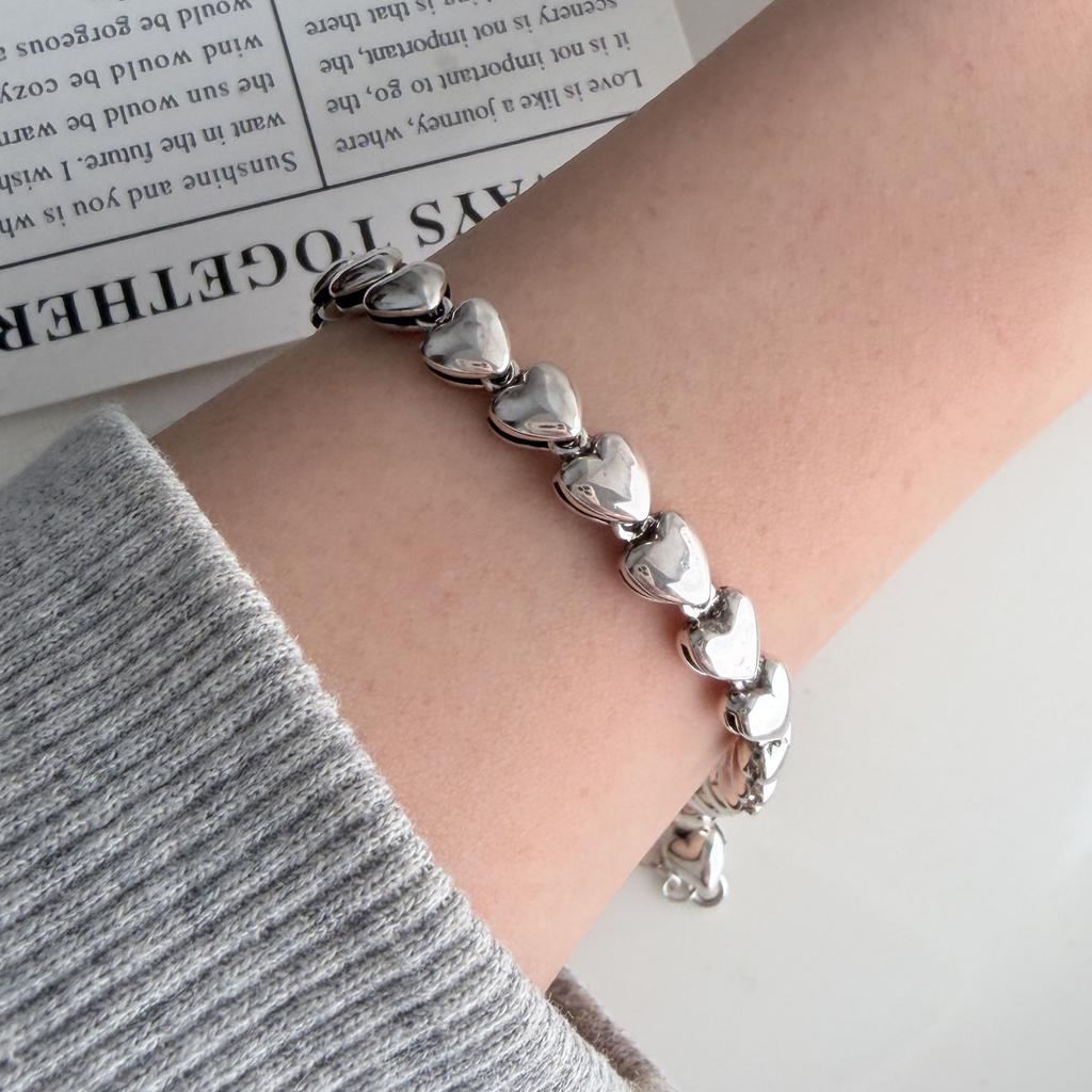 Xiaomi 100% Solid 925 Sterling Silver Metal Bracelet for Women Vintage Handmade Simple Heart Beads Bracelet Birthday Gift Party