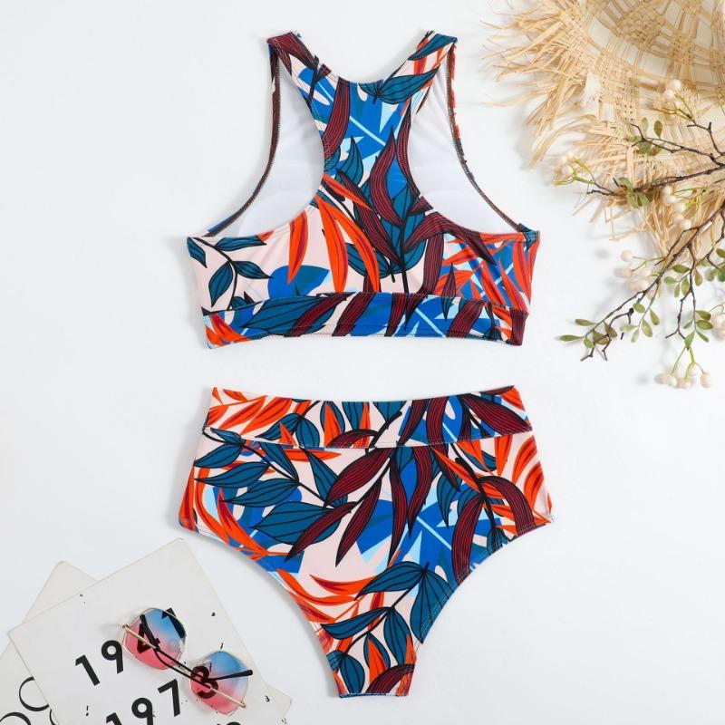 Women S Split High Waist Conservative Sports Swimsuit Vest