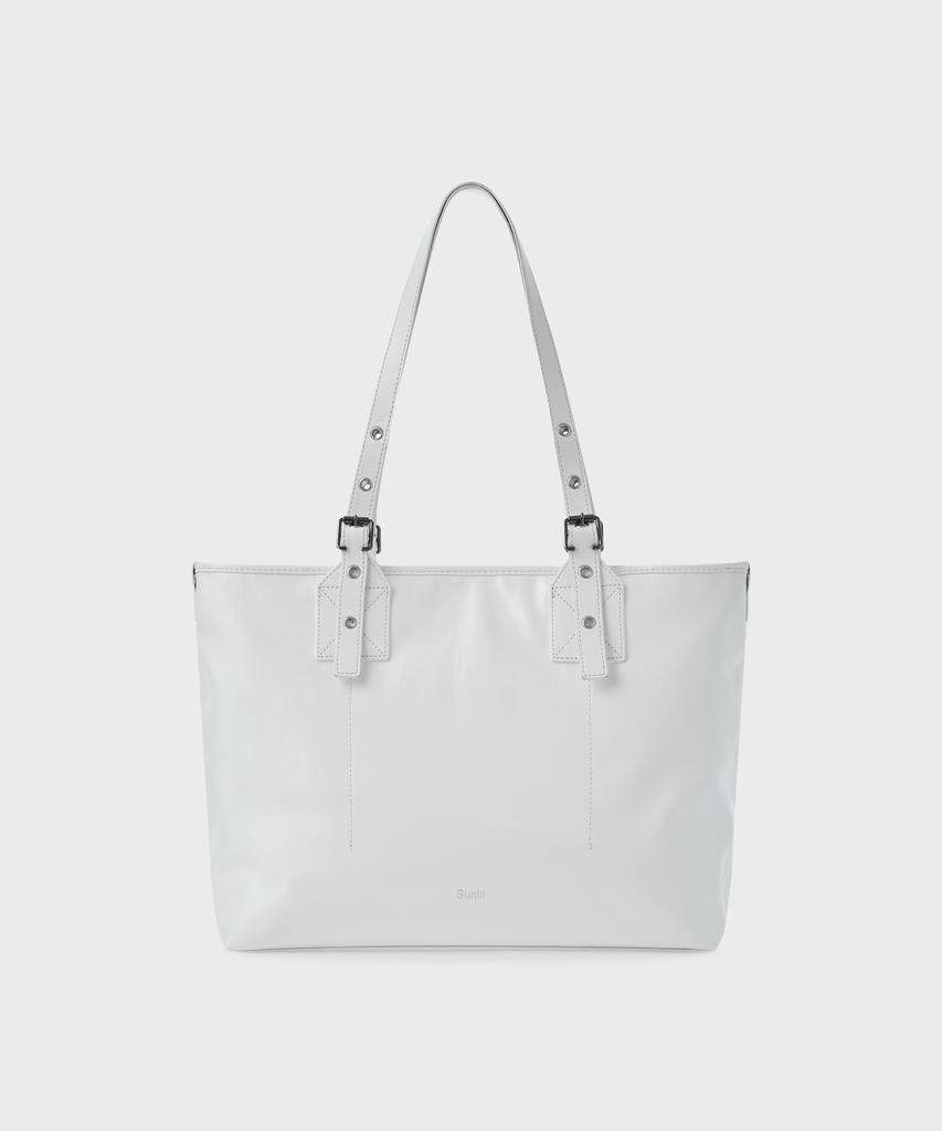 Sunlit Glossy Buckle Bag (White)