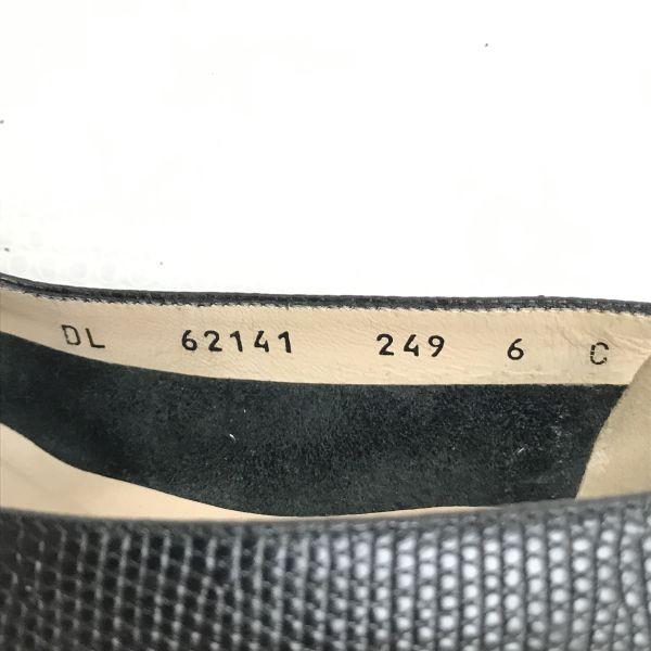Salvatore Ferragamo Lizard Leather Pumps 6C 23 black(USED)