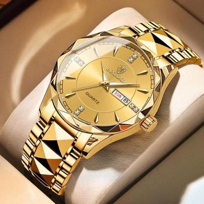 Rhombic Three Dimensional Design Stainless Steel Luminous Watches Fashion Quartz Watch Ultra Thin Diamond Business Gold Watches