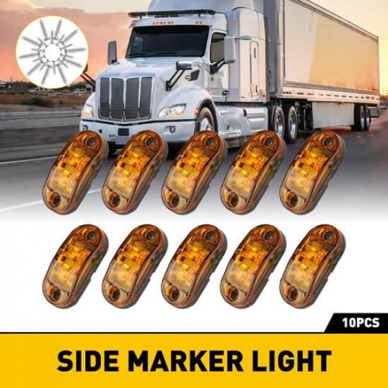 10X Oval Amber 25  LED Side Marker Lights Clearance Light Truck Trailer RV EOA