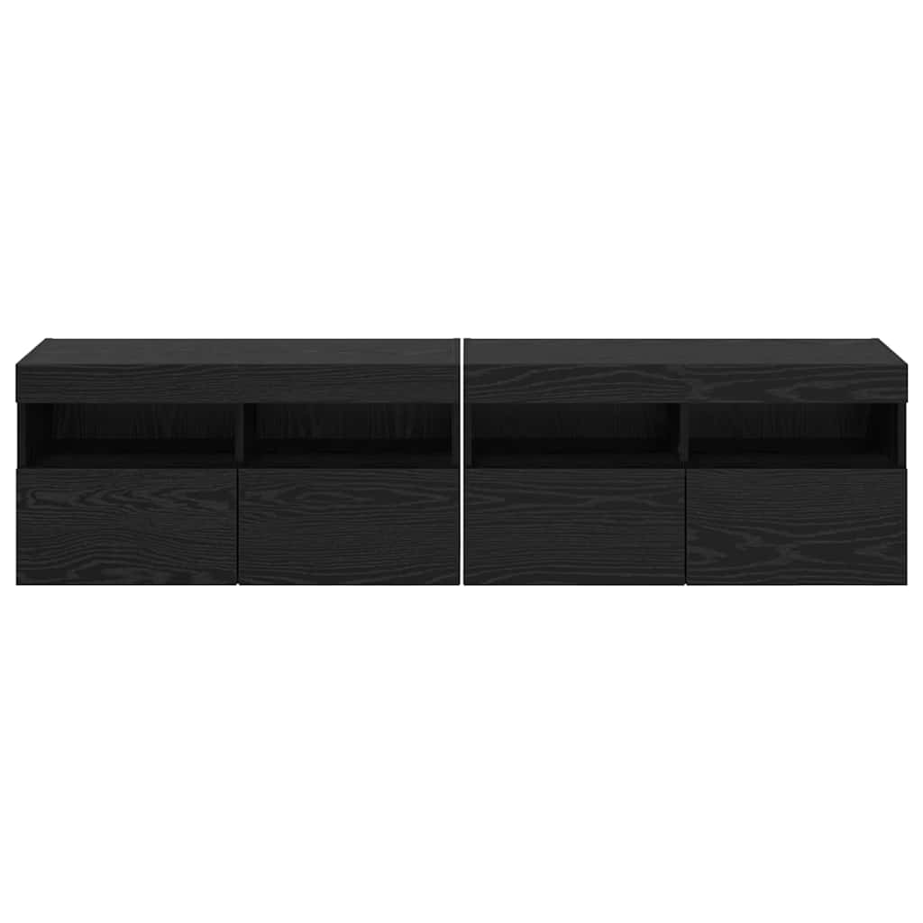 TV Wall Shelves 2 pcs Black Oak Effect 80 x 30 x 40 cm