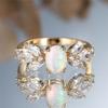 Trendy Crystal White Opal Zircon Stone Vintage Gold Color Wedding Bands Engagement Rings For Women Men Minimalist Jewelry