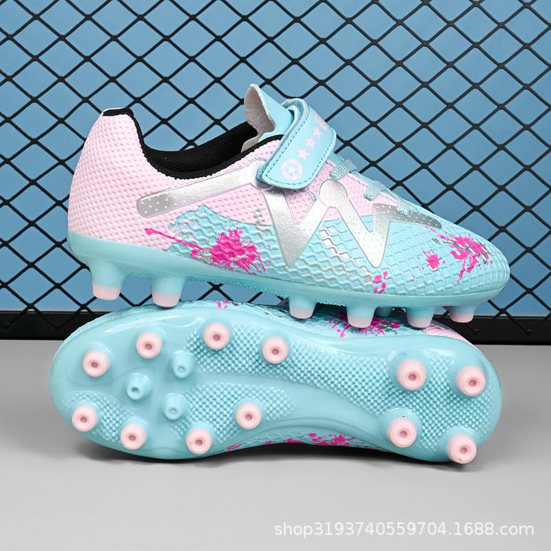 2025 Spring and Summer Velcro Breathable Children's Football Shoes Campus Football Sports Shoes Professional Anti-skid Training Shoes
