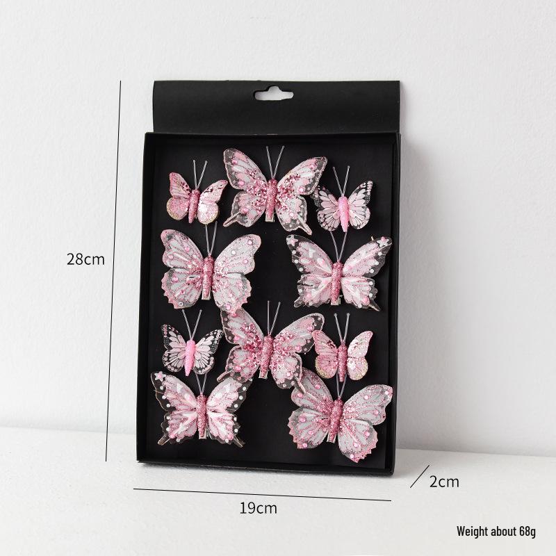 NUCHI Glitter Butterfly Christmas Tree Ornament & Window Decoration Props