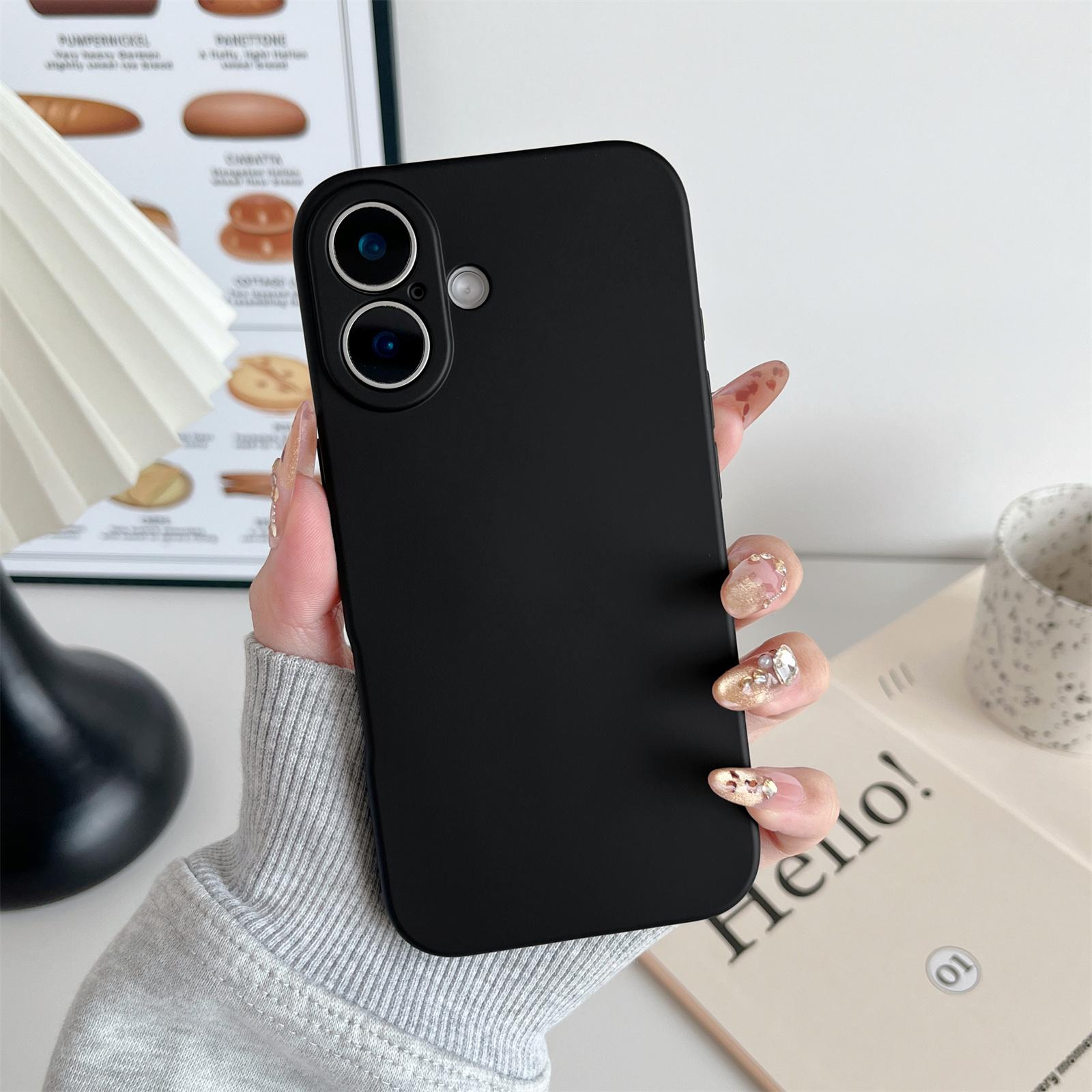 

Для iPhone 16 Plus чехол для задней панели телефона устойчивый к царапинам силиконовый чехол для мобильного телефона Black