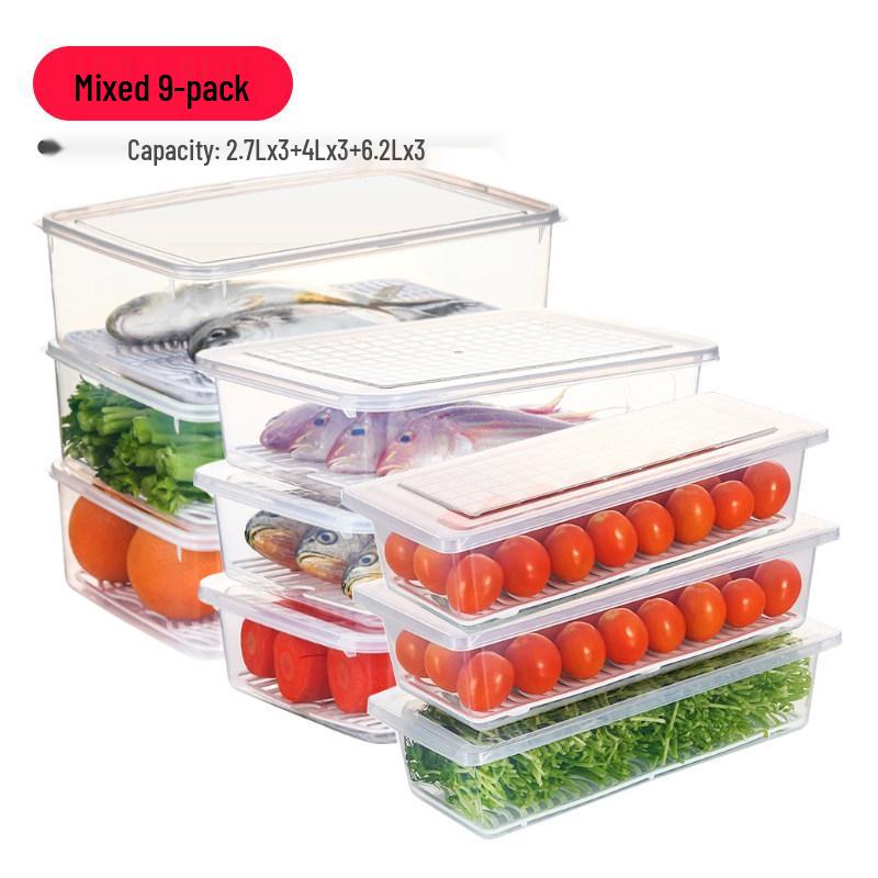 Plastic Japanese-Style Fresh-Keeping Box with Lid for Refrigerator Storage