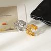 European and American Style Stainless Steel Hollow Leaf Ring, Exaggerated Jewelry, Fashion High-end Titanium Steel Ring