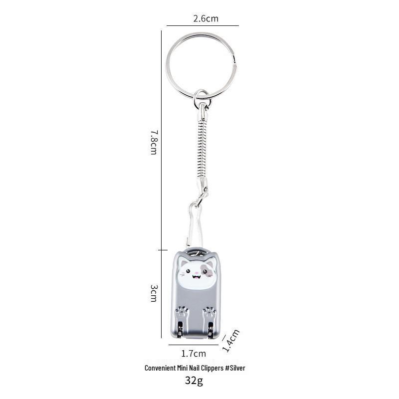 Foldable Mini Cat Pendant Anti-Splash Nail Clippers Keychain