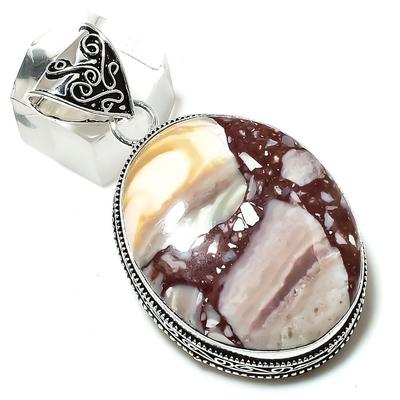 Natural Wild Horse Gemstone Handmade 925 Sterling Silver Pendant 2.25" I8a78