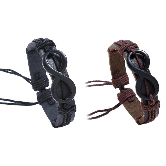 Männer Frauen 8-Form Geflochtenes Seil Kunstleder Armband Armband Paar Schmuck