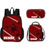 Deadpool  School 3Pcs Set with Front Pocket Backpack+lunch Bags+Pencil Bag Fashion Schoolbag Backpack Trend Kids Gift
