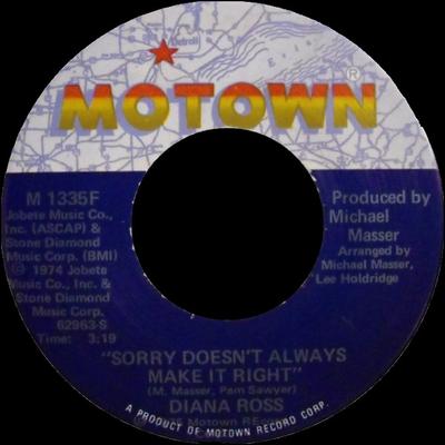 7inch Record DIANA ROSS - Sorry Doesn't Always Make It Right M1335F Motown 1975 US Soul/Funk Used