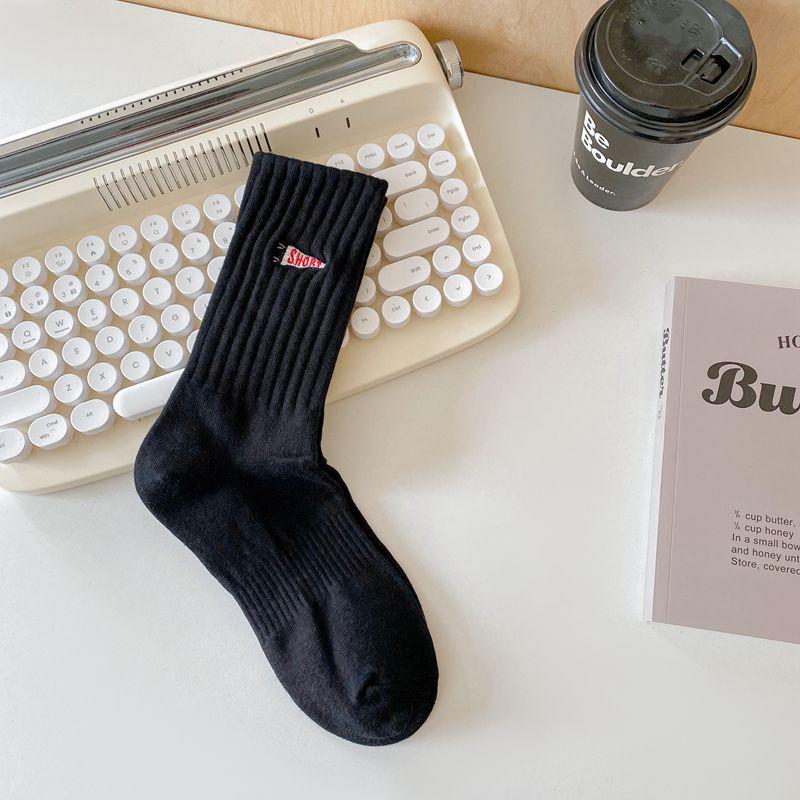 Women's Embroidered Mid-Tube Pile Socks for Autumn/Winter
