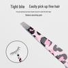 Stainless Steel Leopard Print Pink 4-Piece Eyebrow Shaping Set with Flat & Pointed Clips