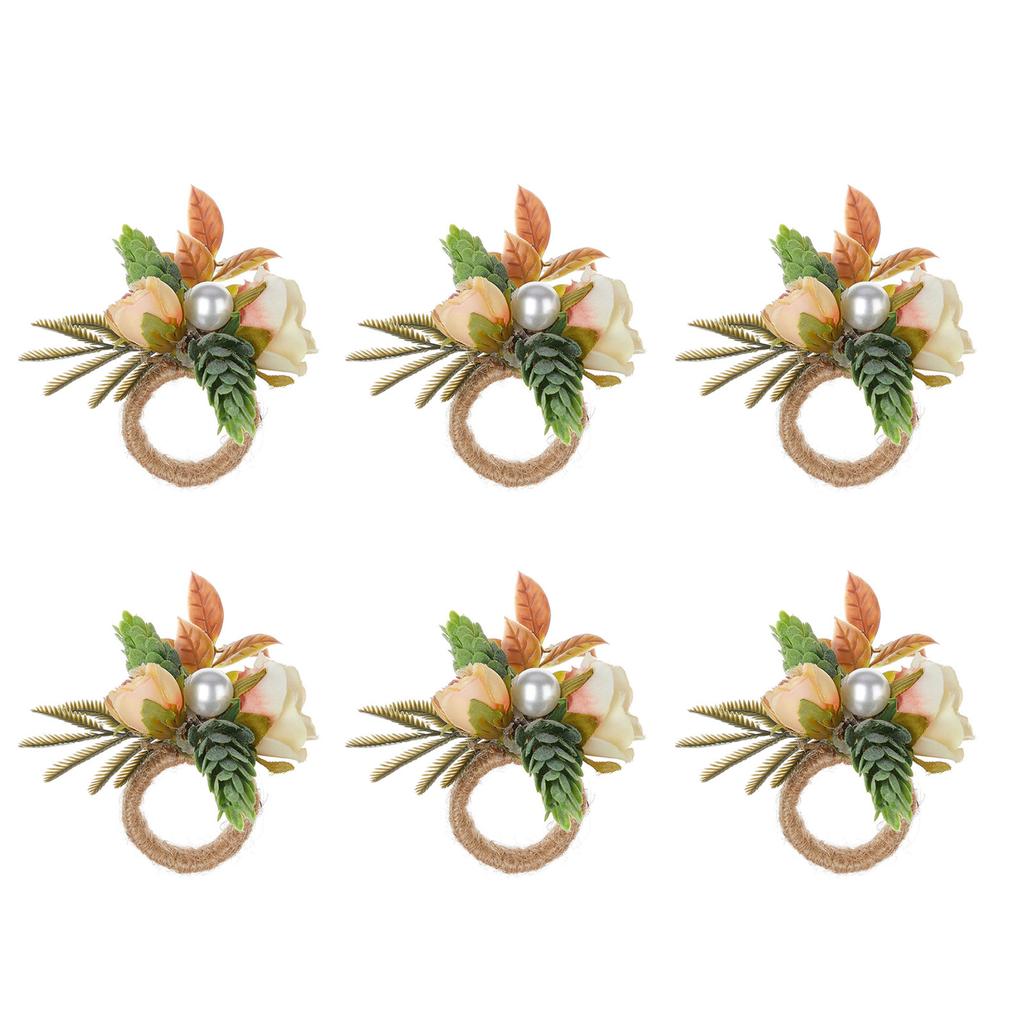 Set of 6 Spring Vine Design Napkin Holder Rings Multipurpose Napkin Rings for Banquets Gatherings or As Home Decoration