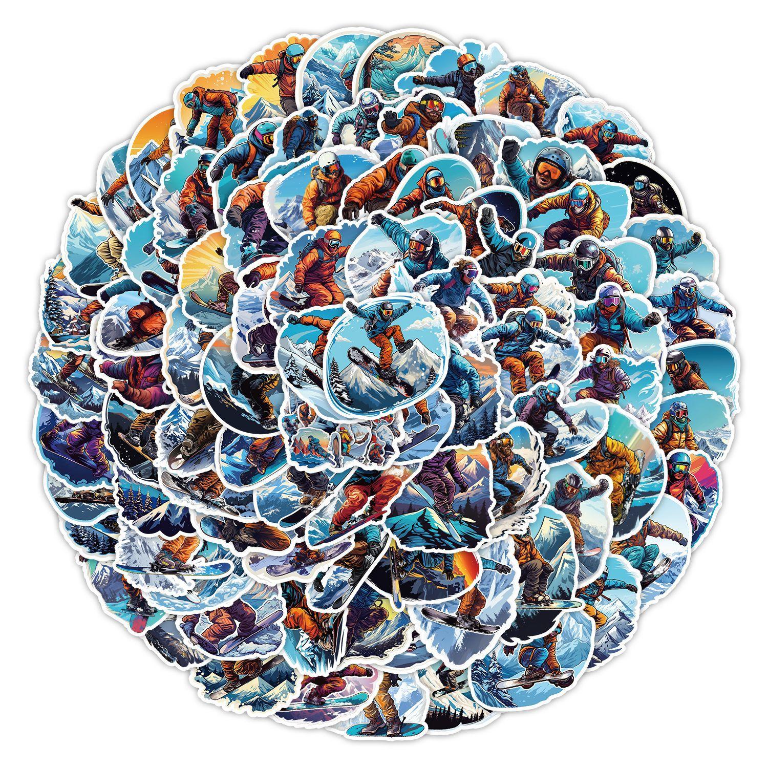 

100 Ski Graffiti Stickers Skateboard Suitcase Motorcycle Decoration Stickers Waterproof Creative Sports Outdoor Stickers