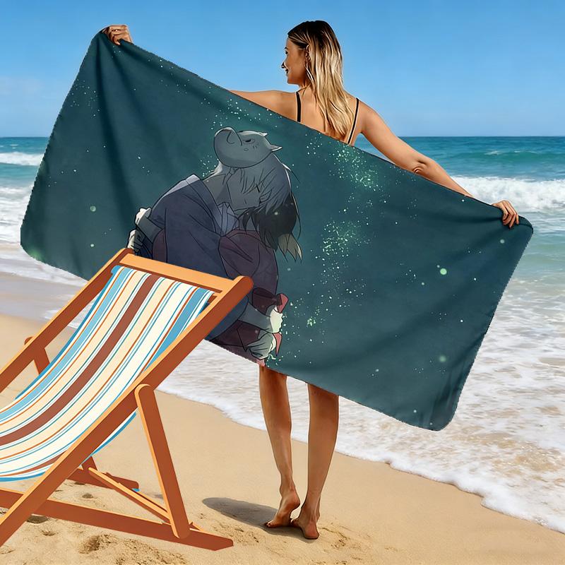 To the Forest of Firefly Lights Print Beach Towel, Large Soft Quick Dry Towel for Beach Camping Swimming