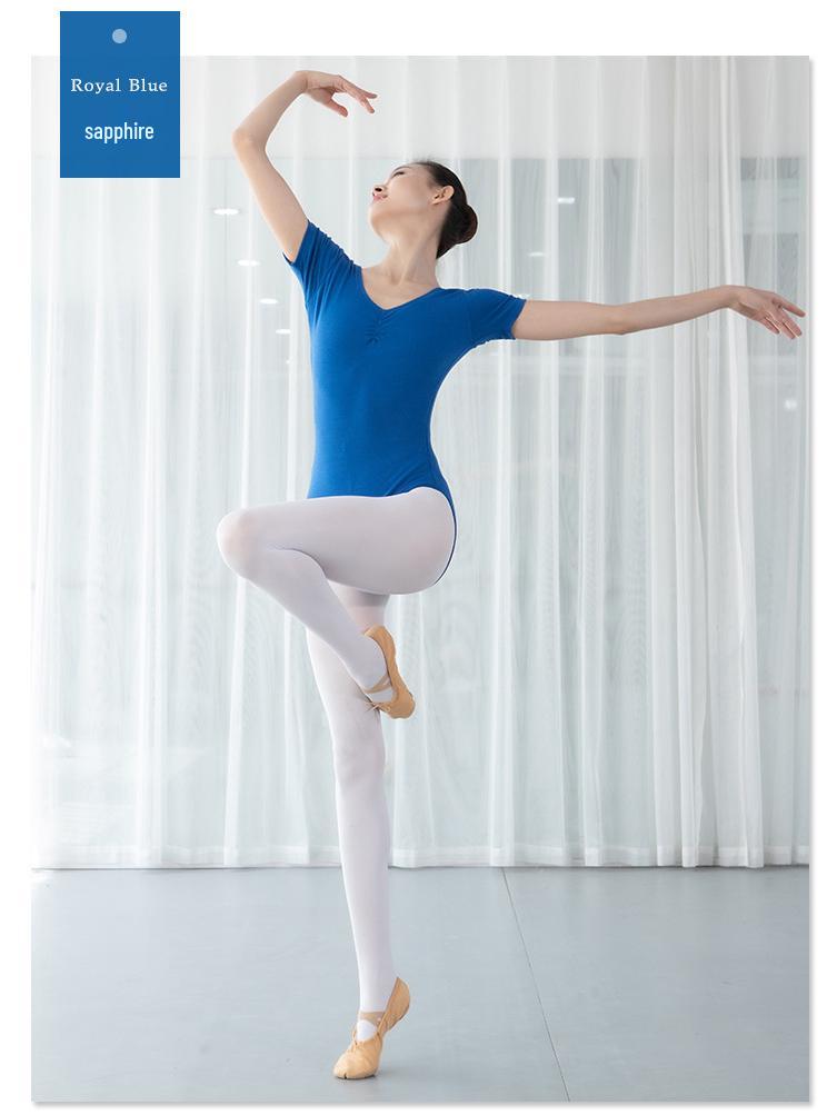 Cotton Adult Backless Sherbin Women's Short Sleeve Dance Ballet Leotard