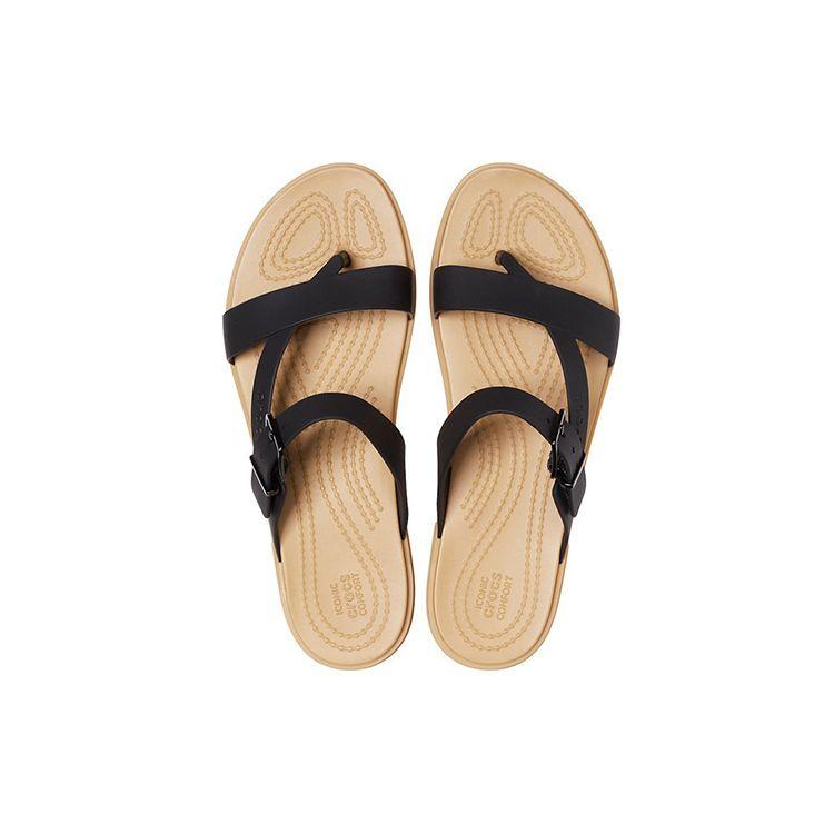 Crocs Women Tulum Resort Black Brown Casual Comfort Sports Slides 206108-00W