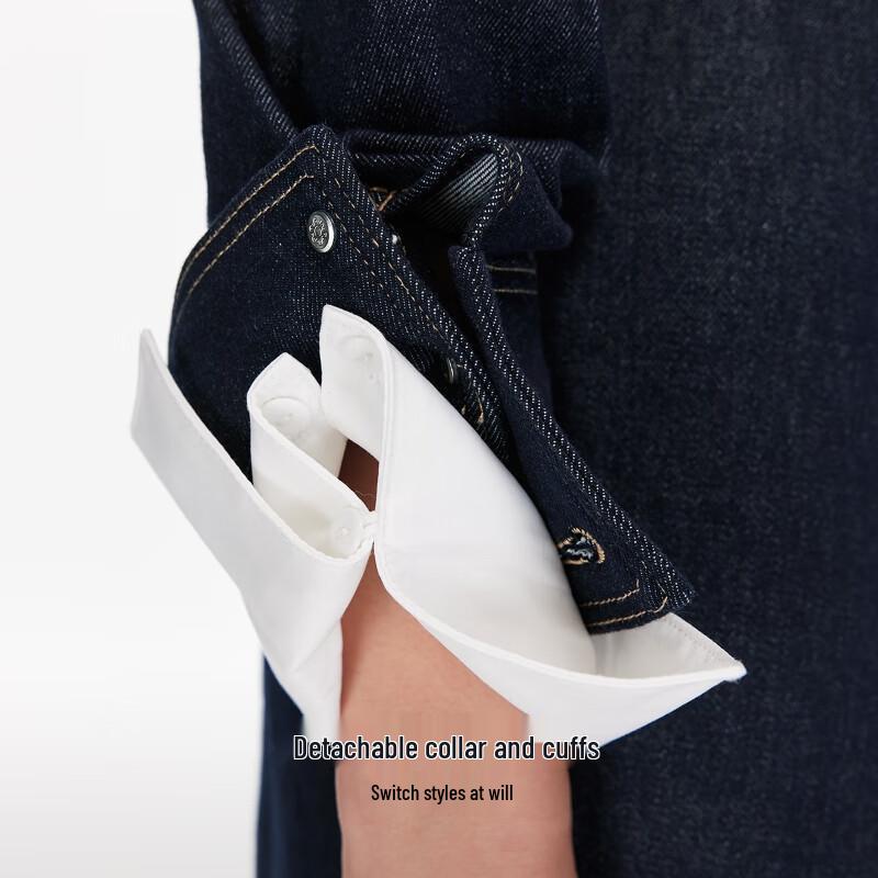 VEROMODA Detachable Collar & Cuff Denim Midi Dress