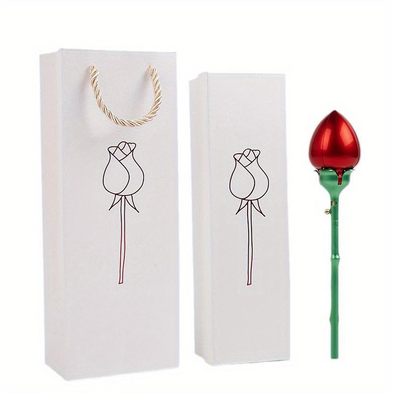 Elegante rosenförmige Schmuckschatulle aus Metall mit automatischer Öffnung, ideal für Ringe, Halsketten, Ohrringe, perfektes Geschenk für Hochzeiten, Jubiläen