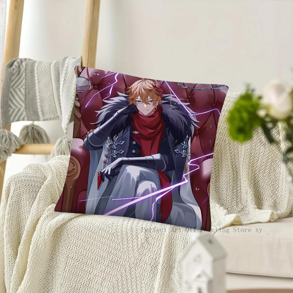 Game Anime Genshin Impact Tartaglia Pillow Case Square Pillow Cushion Cover Bedroom Sofa Room Decoration Casual Pillow Cover